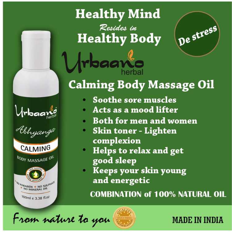urbaano herbal calming bath body massage de stress oil for nourished glowing skin