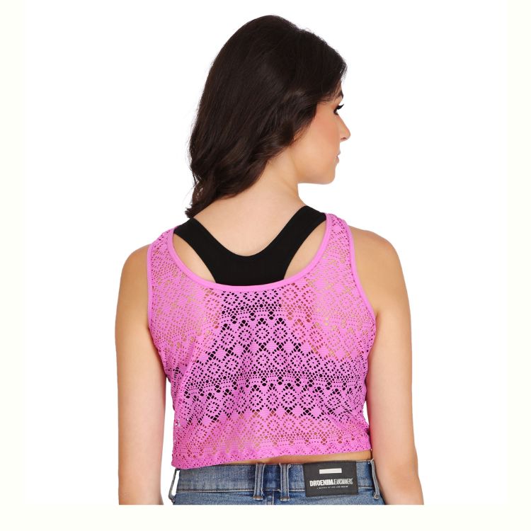 Women Summer Crop Top with attached Padded Bra for Skirts, Jeans, Pants