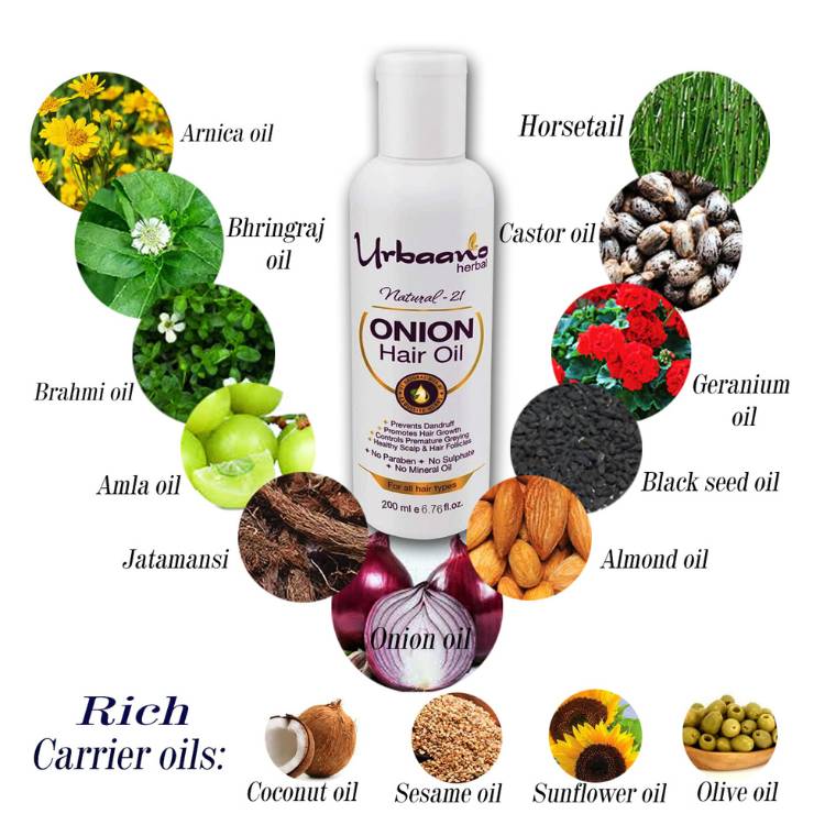Natural 21 Onion Hair Oil Nourishes Scalp, Controls Hair Fall & Promotes Hair Growth