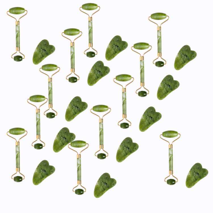 Anti Ageing Facial Massager Jade Roller & Gua Sha Skincare Tool-Pack of 12
