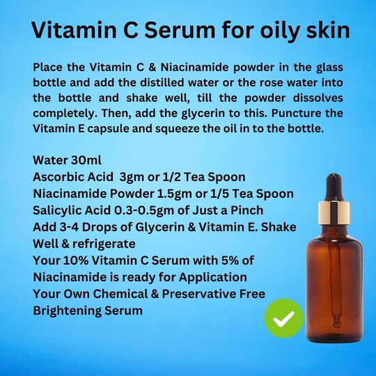 Skincare Niacinamide (B3) & L Ascorbic Acid (Vitamin C) Powder For DIY Serum, Cream, Lotion, Soap & Facewash