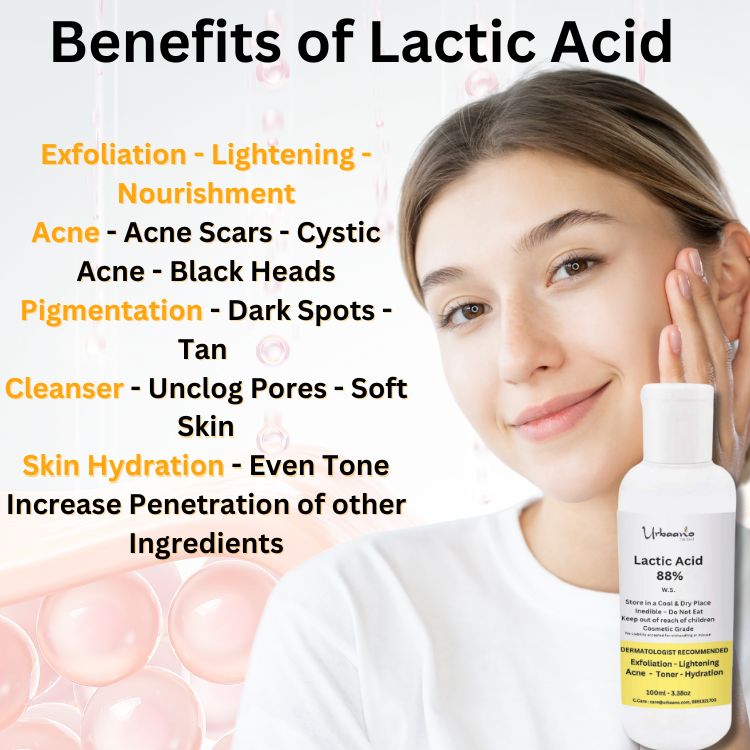 Lactic Acid 88% (AHA Exfoliant) for making DIY Skincare Face Toner, Serum, Soap, Lotion & Cream