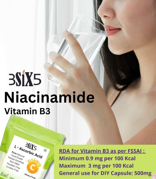 🔥 3SIX5 Niacinamide (Vitamin B3) Supplement for Radiant Health & Energy - HOT DEAL (500gm)