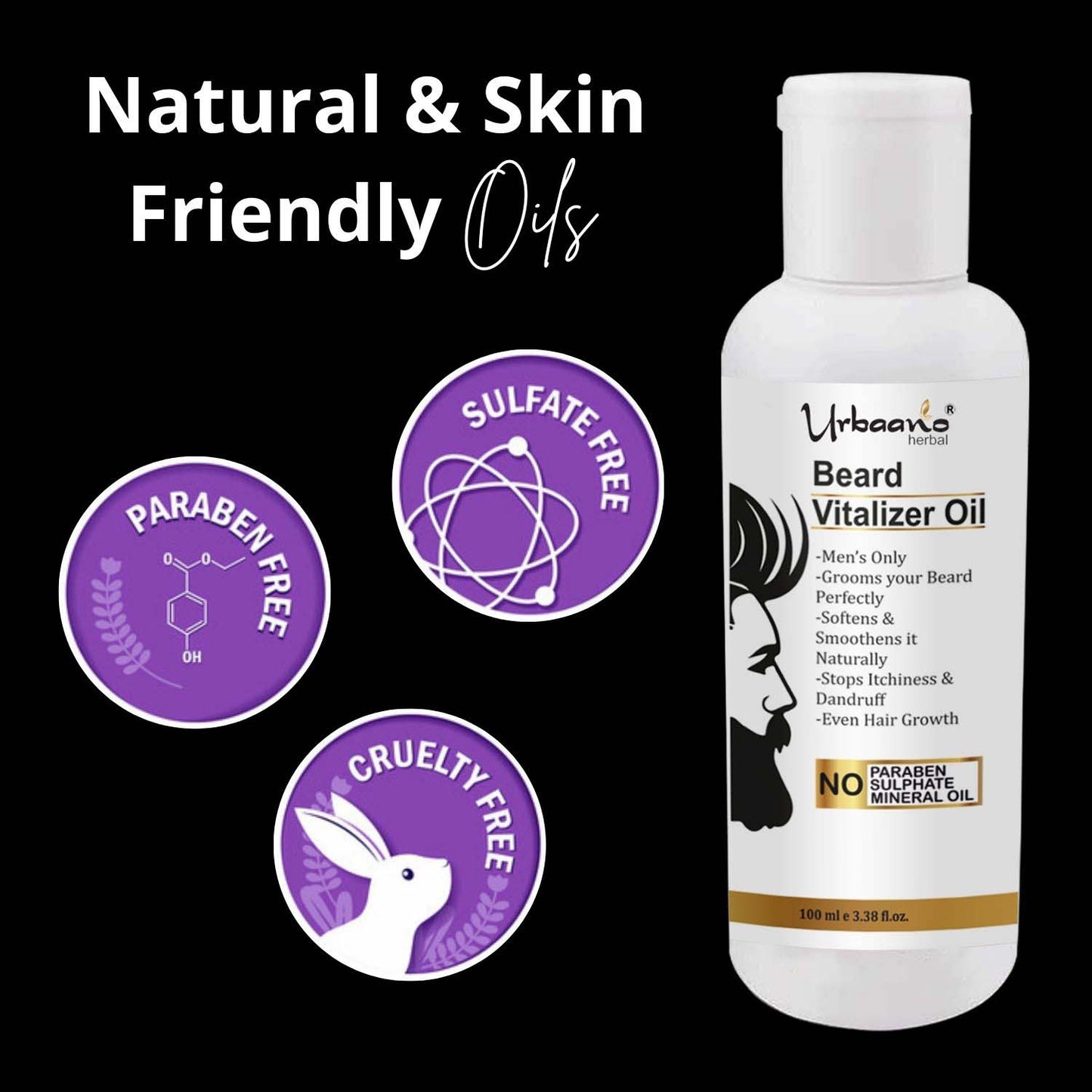 urbaano herbal beard oil is sulphate, paraben, mineral oil, crurelty free