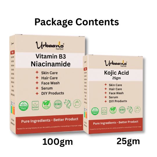Niacinamide (Vitamin B3) and Kojic Acid Powder Face Serum, Soap, Pack for Bright, Glowing Skin
