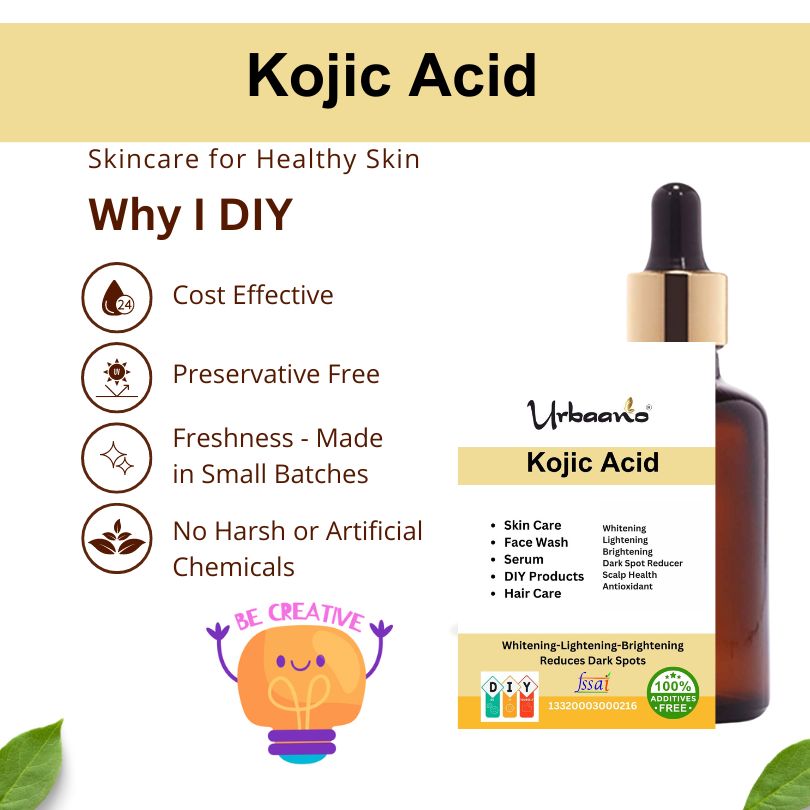 Pure Kojic Acid Powder (Urbaano Herbal®) for DIY Making Face Serum, Soap, Cream, Body Lotion & Facewash
