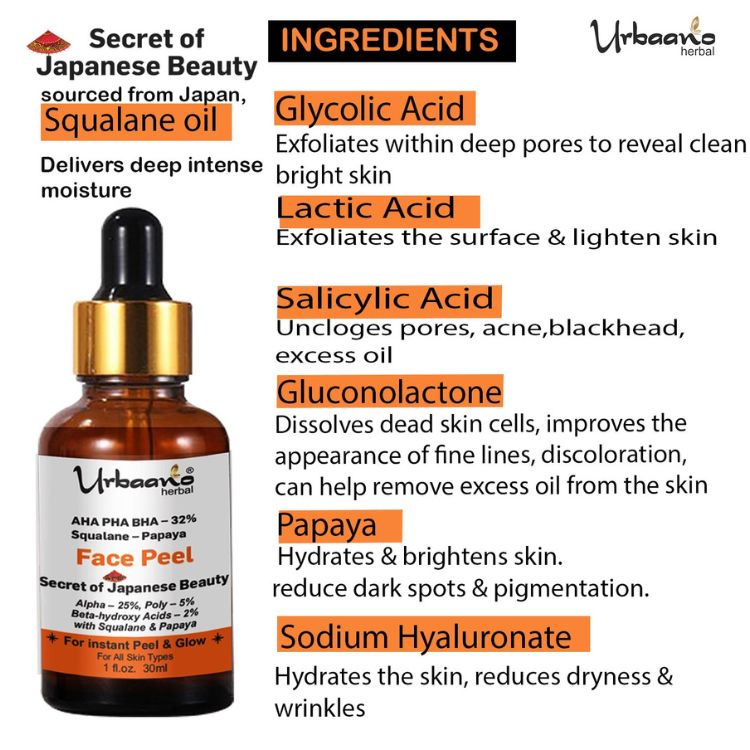 urbaano herbal aha papaya face serum infused with glycolic, salicylic acid, hyaluronic, olive squalane oil for nourishment, bright skin