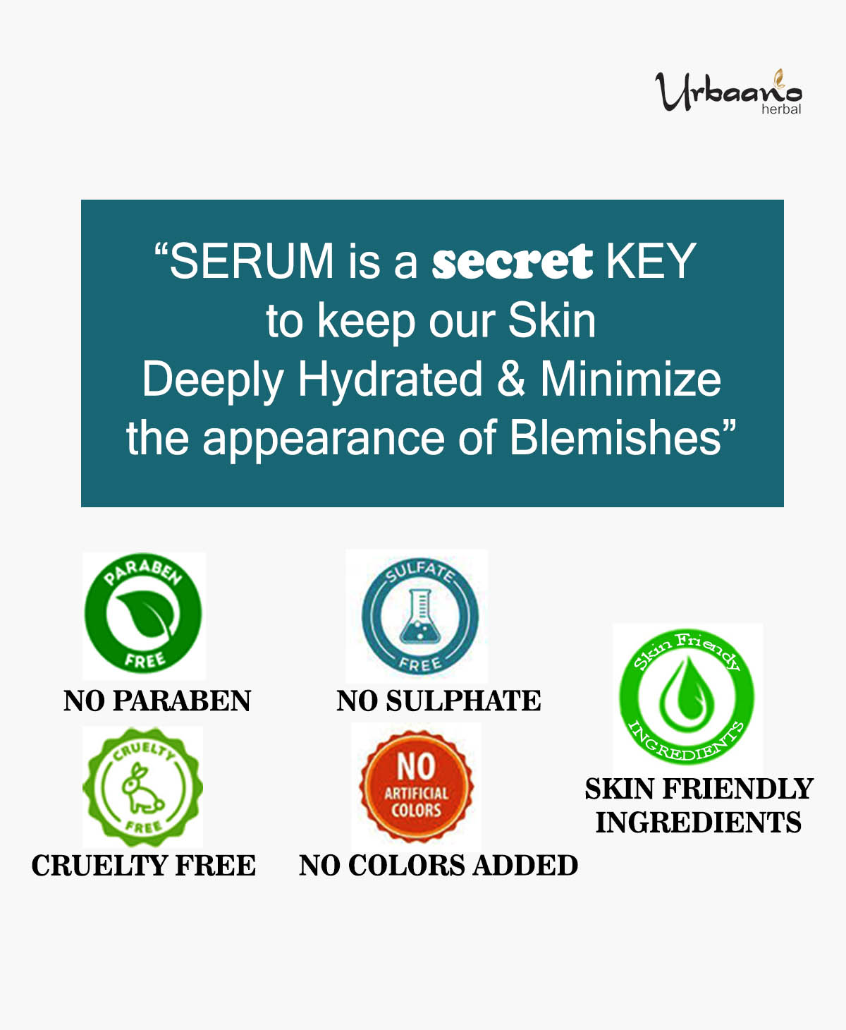 urbaano herbal skin brightening vitamin c white face serum with hyaluronic acid for reduceing blemishes, skin friendly