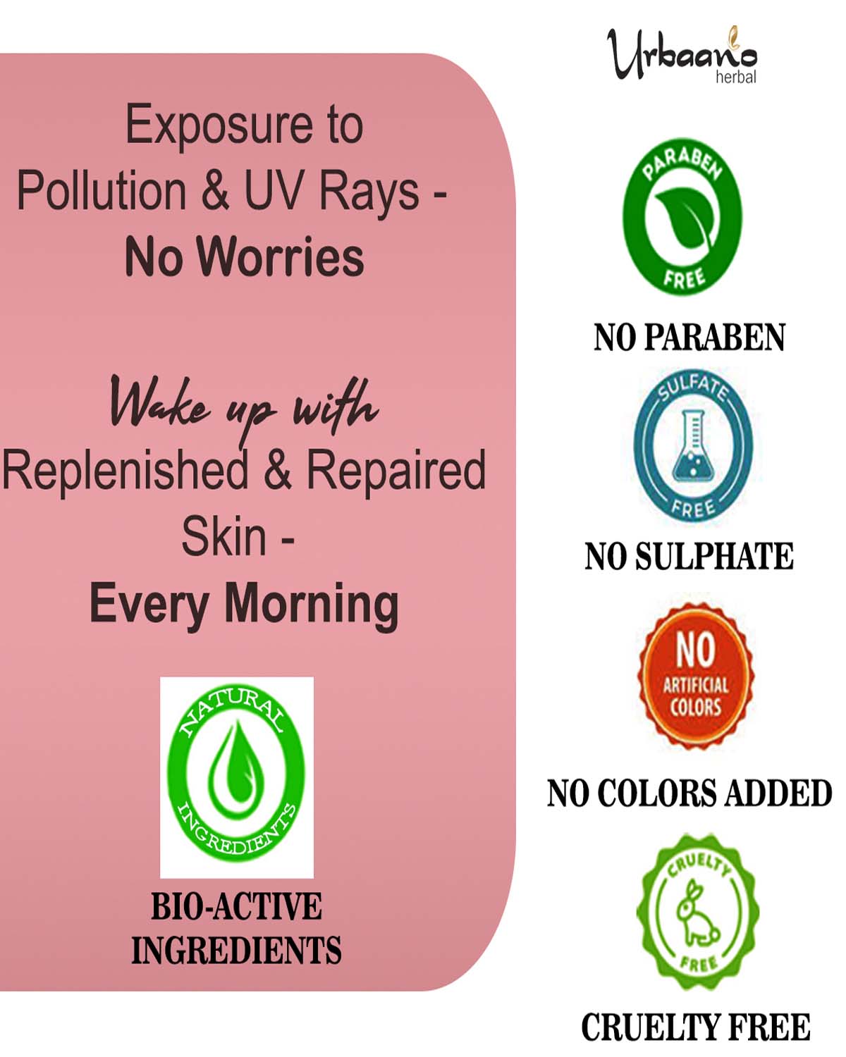 urbaano herbal vitamin c skin care kit, face serum, night cream with niacinamide, hyaluronic acid for brightening, and firming agleless hydrated skin