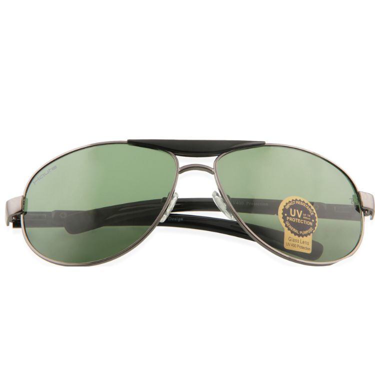 Unisex Green Lens & Gunmetal-Toned Aviator Sunglasses with UV Protected Lens