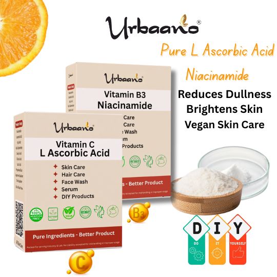 Skincare Niacinamide (B3) & L Ascorbic Acid (Vitamin C) Powder For DIY Serum, Cream, Lotion, Soap & Facewash
