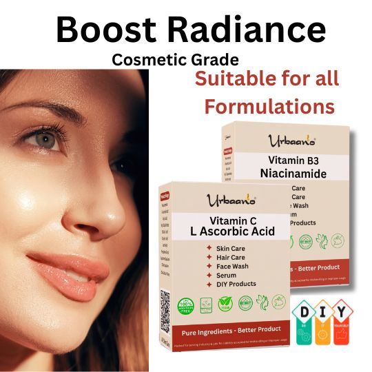 Skincare Niacinamide (B3) & L Ascorbic Acid (Vitamin C) Powder For DIY Serum, Cream, Lotion, Soap & Facewash