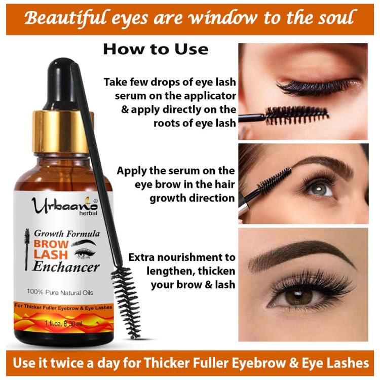 urbaano herbal eyebrow lash enhancer growth formula easy to apply with applicator