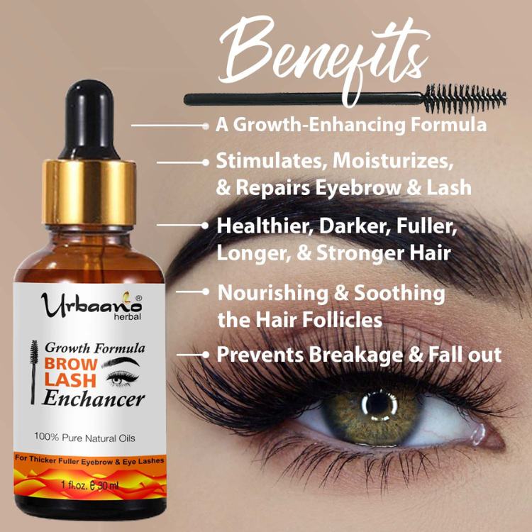 urbaano herbal eyebrow lash enhancer growth formula for long, dark, longer, thicker hair