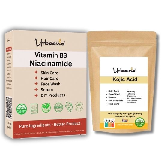 Niacinamide (Vitamin B3) and Kojic Acid Powder Face Serum, Soap, Pack for Bright, Glowing Skin