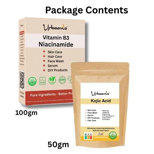Niacinamide (Vitamin B3) and Kojic Acid Powder Face Serum, Soap, Pack for Bright, Glowing Skin