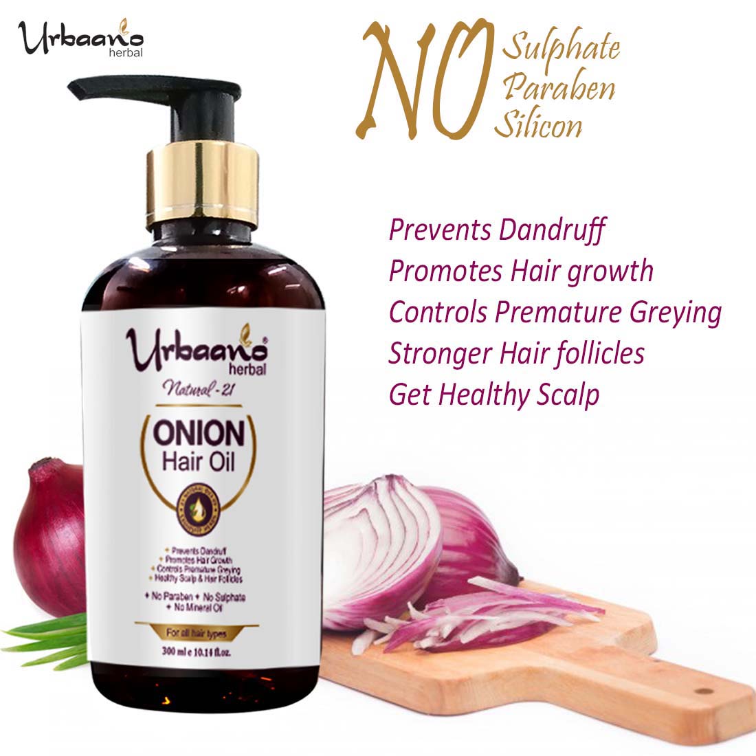 Natural 21 Onion Hair Oil Nourishes Scalp, Controls Hair Fall, Strengthens Hair