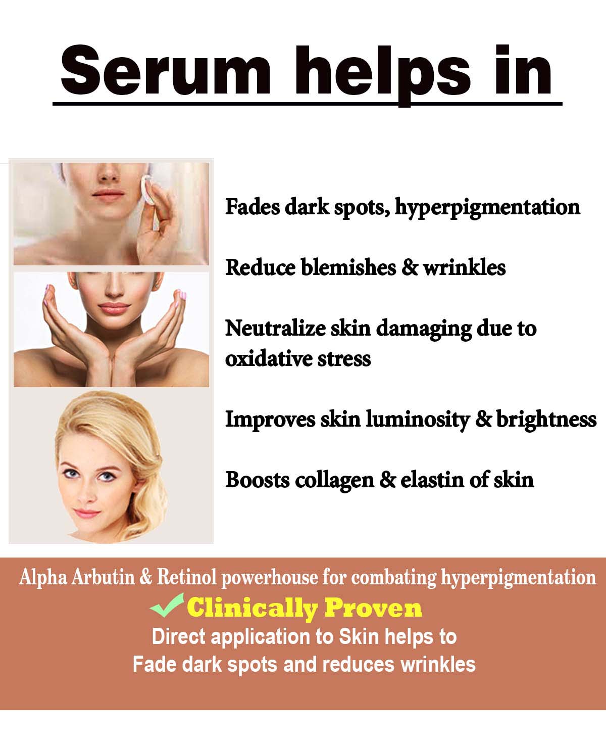Vitamin C 20% , Alpha Arbutin White Face Serum Retinol & Niacinamide for De Pigmentation