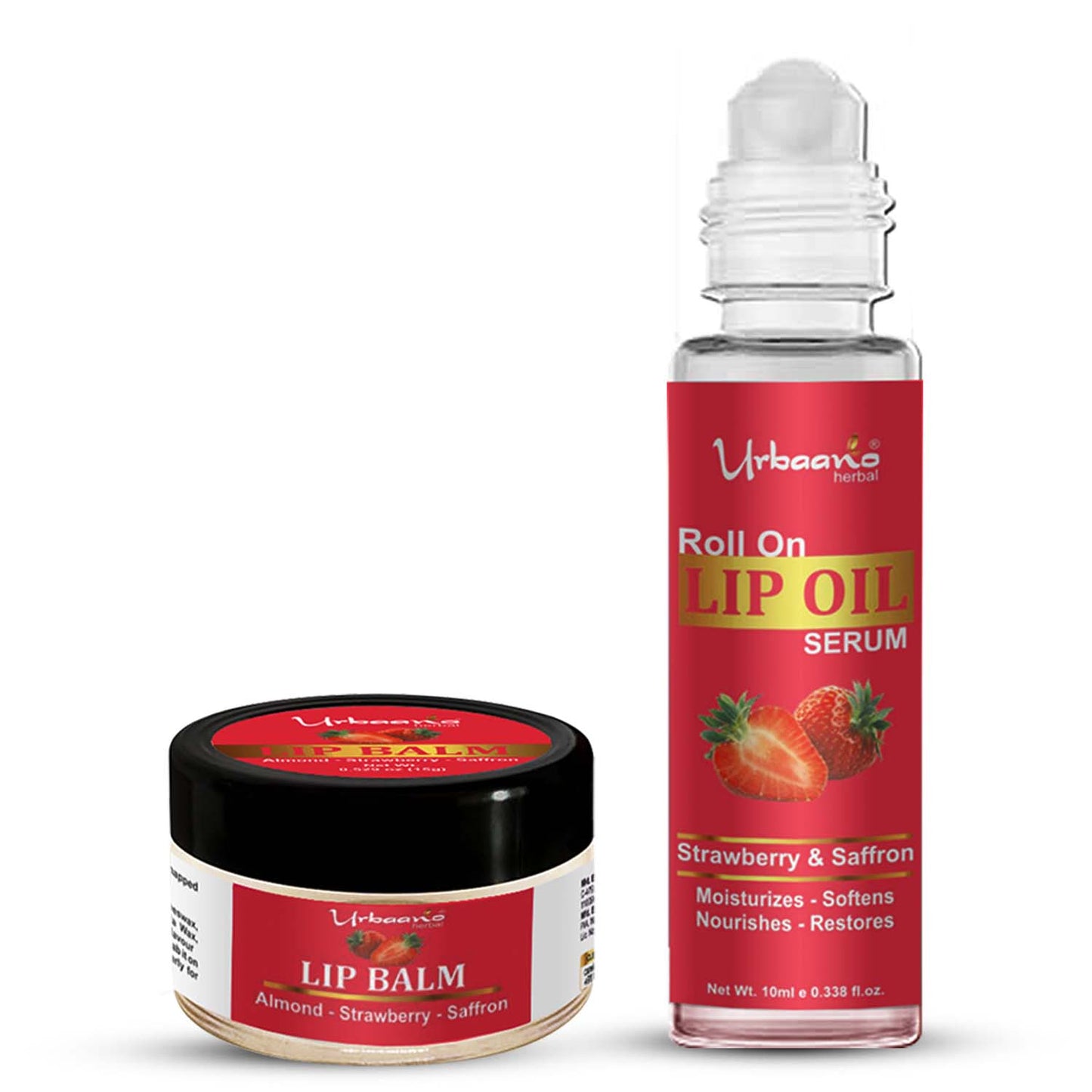Lip Oil Serum & Lip Balm Combo |Tint free Strawberry Hydrates, Softens, Restores Natural Colour