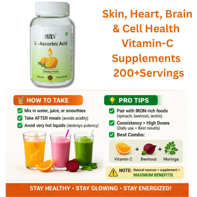 3SIX5 L Ascorbic (Vitamin C) Supplement for Immunity Booster, Skin Glow