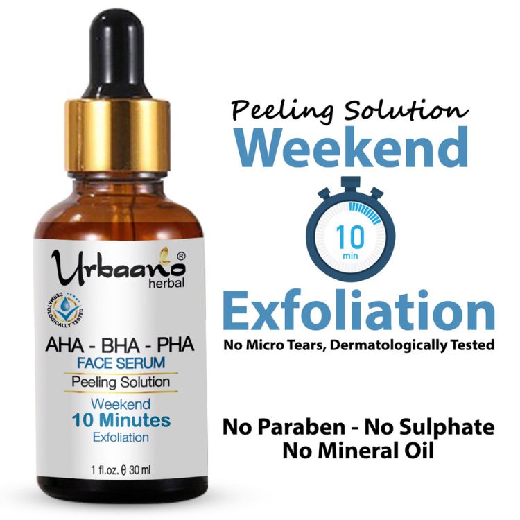 urbaano herbal aha peeling solution face serum combo with natural pure actives sulphate, paraben, cruelty free only skin friendly for skin lightening