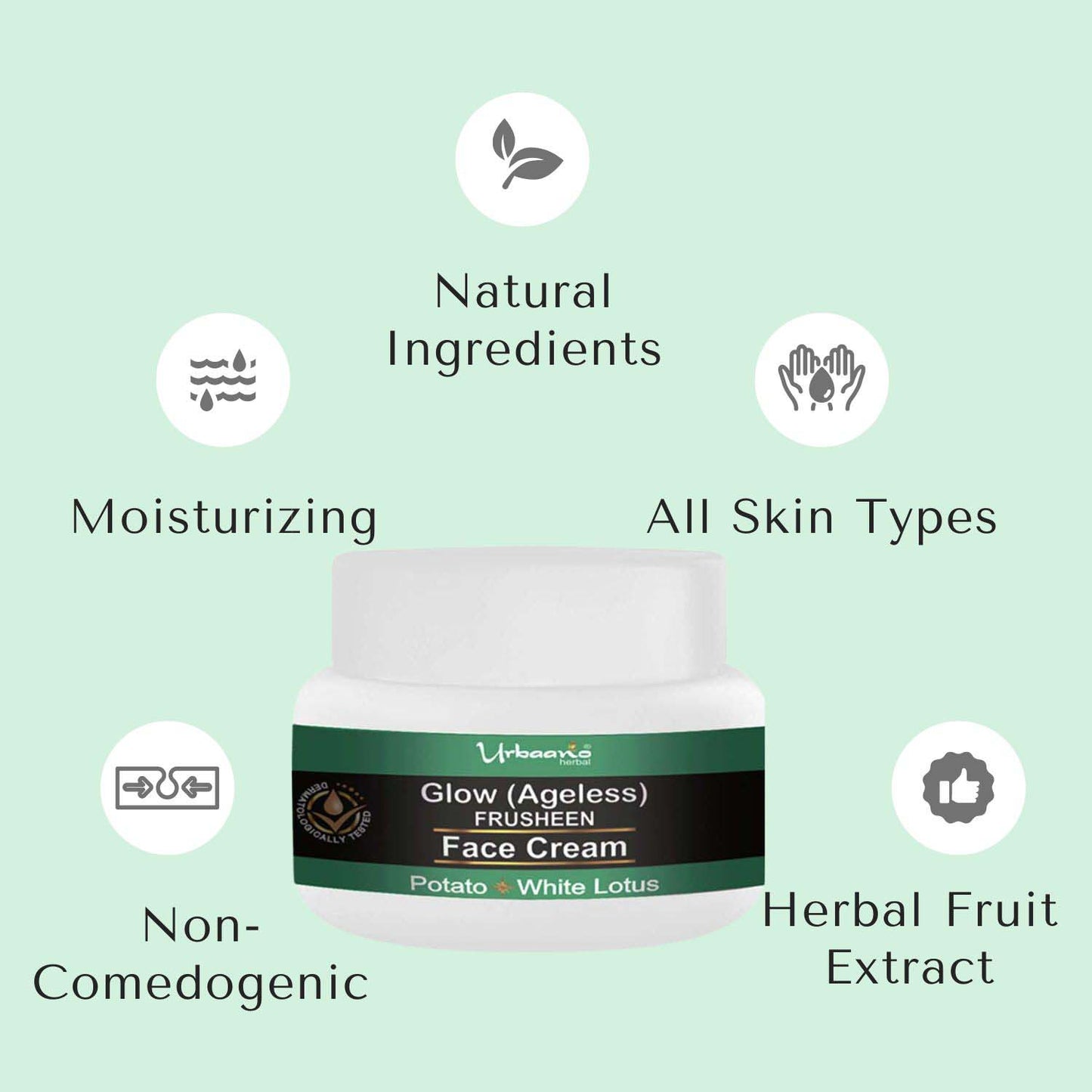 urbaano herbal frusheen glow face cream  sulphate, paraben, mineral oil free, only natural safe ingredient