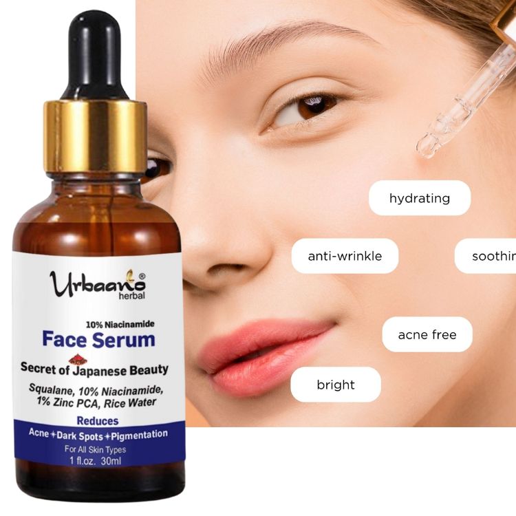 urbaano herbal face serum for acne, wrinkle free bright, smooth skin for biggners