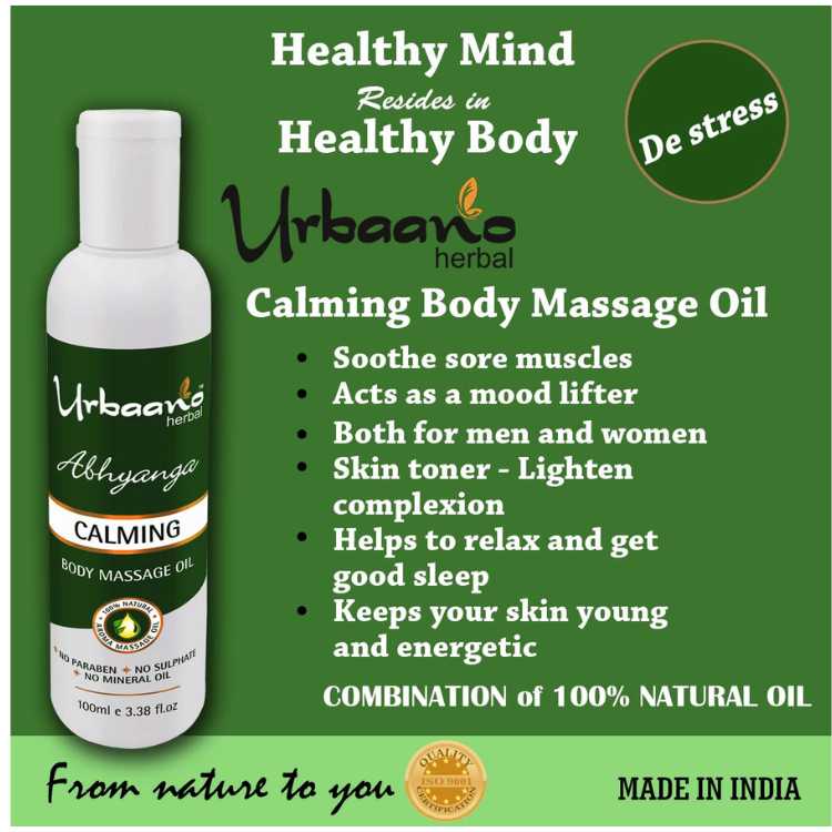 urbaano herbal calming bath body massage de stress oil for nourished glowing skin