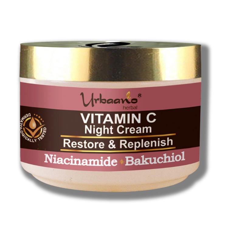 urbaano herbal vitamin c night cream with niacinamide, bakuchiol  for glowing ageless skin