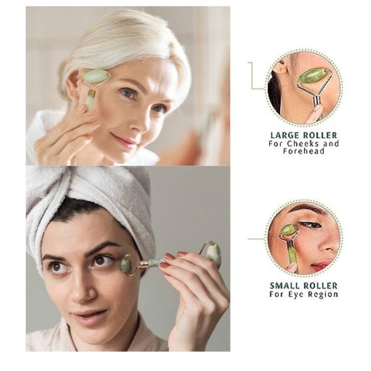 Anti Ageing Facial Massager Jade Roller & Gua Sha and Bath Body Brush Scrubber Soap Dispenser Skincare Tool