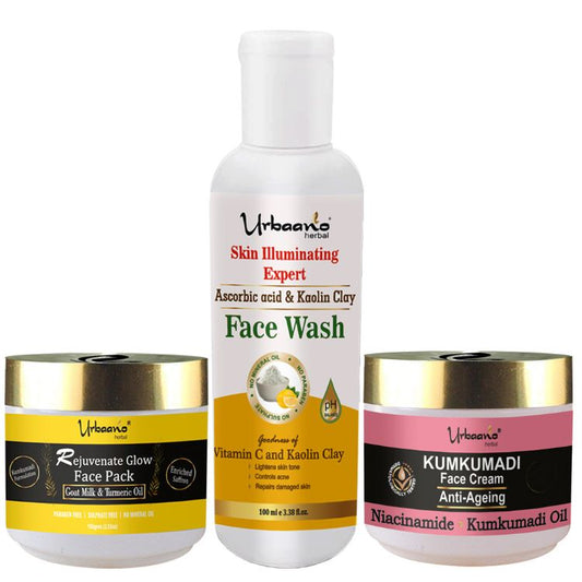 Kumkumadi Skin Firming & Brightening Facial Kit with Vitamin C Face Wash