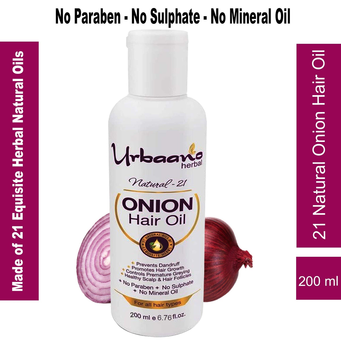Natural 21 Onion Hair Oil Nourishes Scalp Controls Hair Fall & Promotes Hair Growth