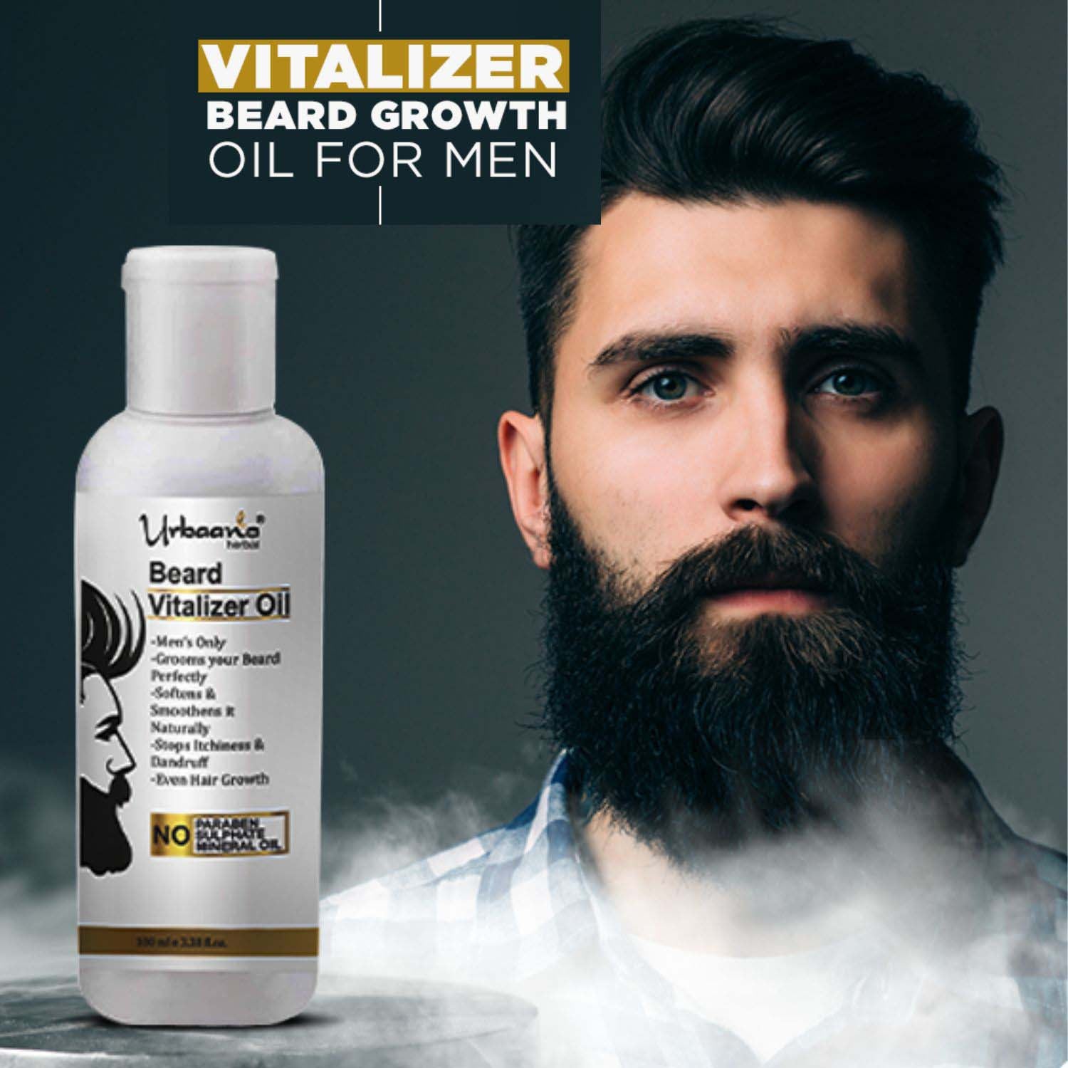 Urbaano herbal natural and pure vitalizer beard growth oil for men