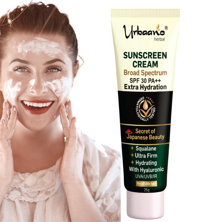 urbaano herbal japanese skincare beauty glowing nourishing facial kit, suncream broad spectrum hydrating spf30PA++ ultra firm, bright sun protected skin