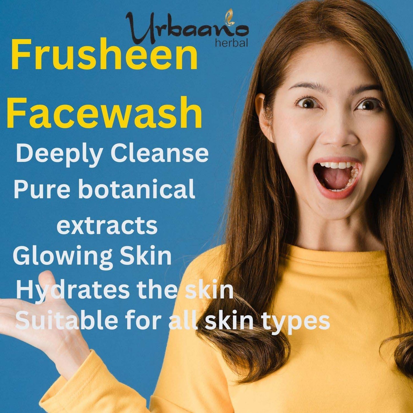 urbaano herbal frusheen face wash full of natural & pure extracts . oils, no chemical, sulphates, parabens