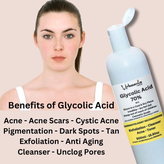 Glycolic Acid 70%, Anti Acne (AHA Exfoliant) for Cleansers, Toner, Creams, Masks Making