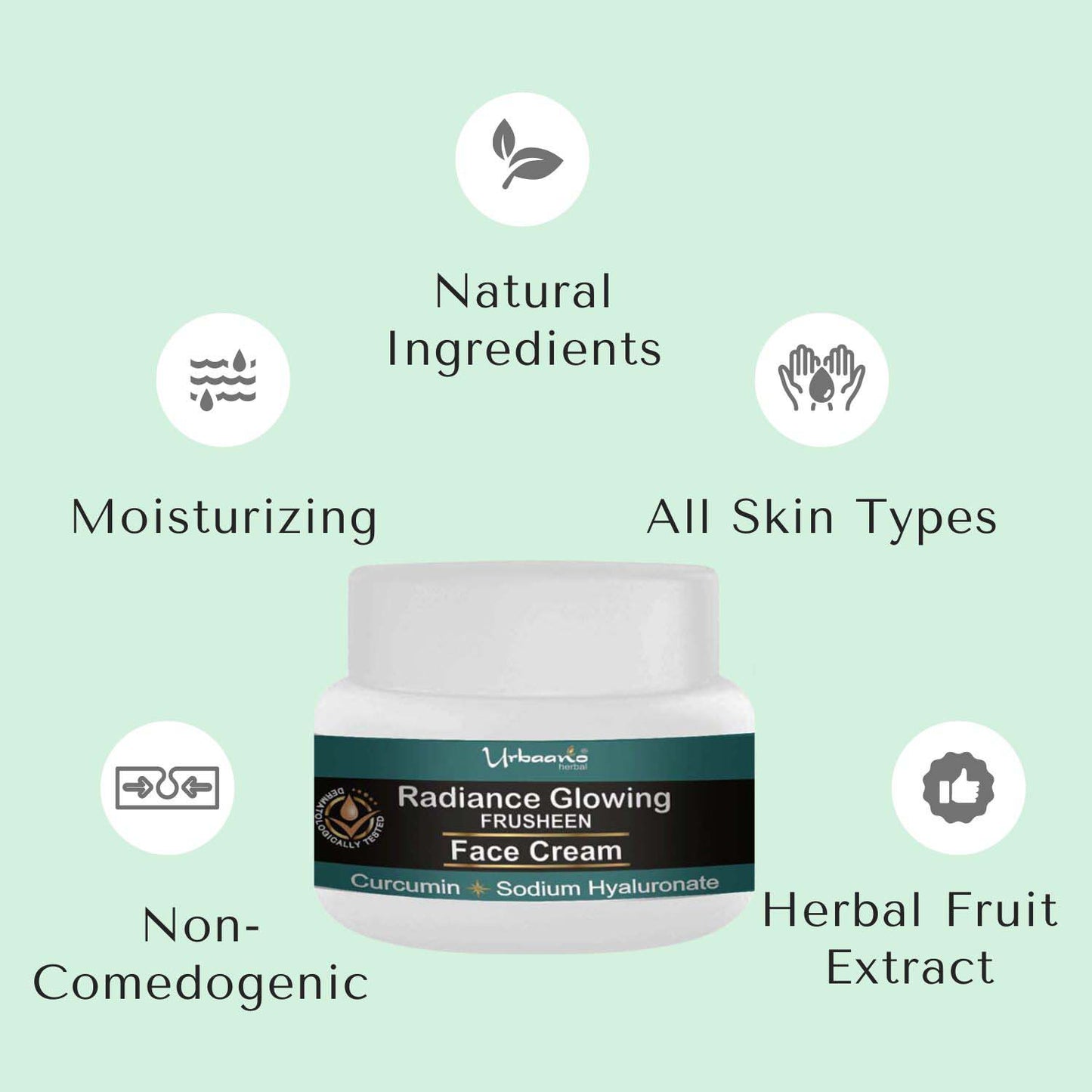 urbaano herbal frusheen radiance glow face cream  sulphate, paraben, mineral oil free, only natural safe ingredient