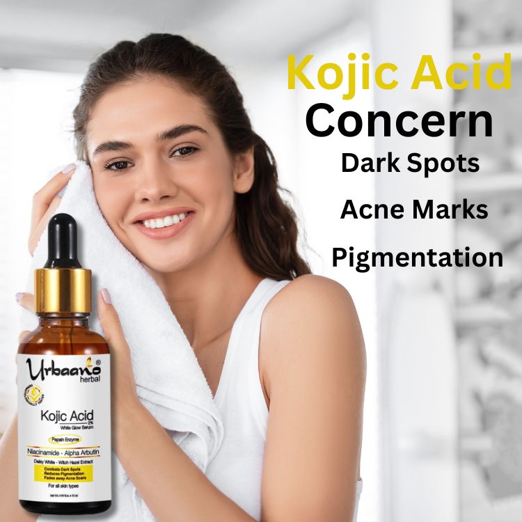 2% Kojic Acid White Glow Face Serum with Alpha Arbutin & Niacinamide for Reducing Dark Spots, Pigmentation, Blemishes, Tan