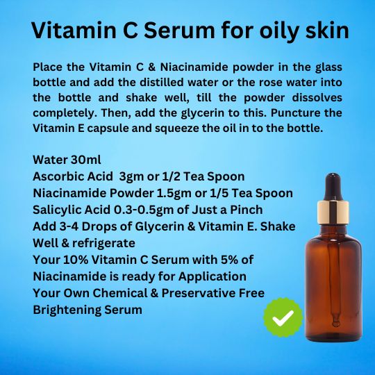 Vitamin C (L-Ascorbic Acid), Niacinamide (Vitamin B3) & Salicylic Acid Powder For Making DIY Skin Care Serum, Cream, Lotion & Facewash, Anti Ageing & Youthful Glow (Multi-Combo)