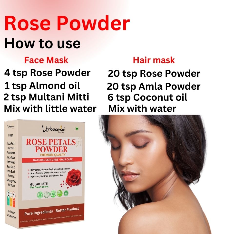 Rose Petal Powder Triple Filtered Natural Pure for Skin and Hair