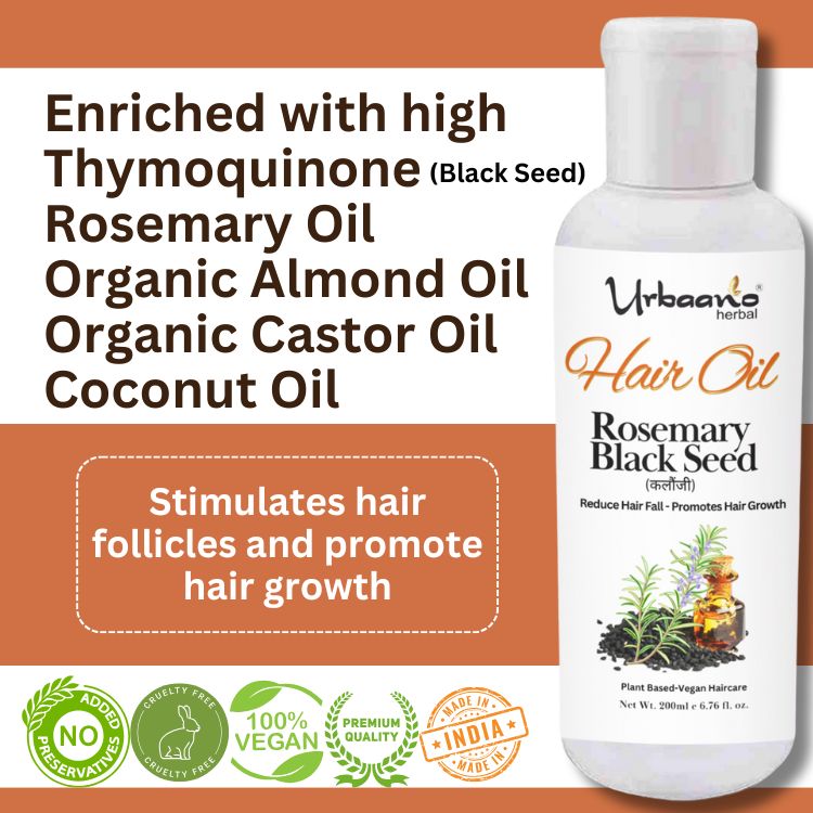 Natural Cold Pressed Rosemary Black Seed (Kalonji) Hair Oil for Hair Growth