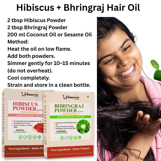 Organic Hibiscus + Bhringraj Powders Combo 100% Natural