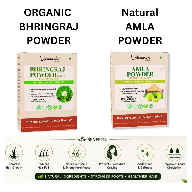 Organic Bhringraj & Amla Powder Combo for Hair Care