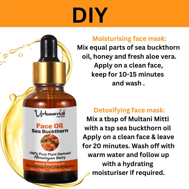 urbaano herbal sea buckthorn face oil, carrier oil, diy beauty hack