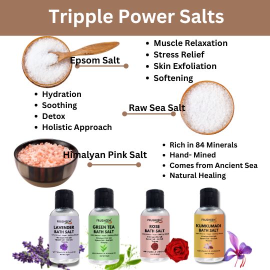 Bath Salt Granules Combo of 4 Reduce Excess Oil, Foot Spa, Muscle Pain Relief, Relaxing, Body Scrub