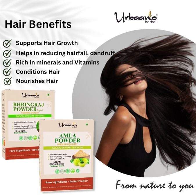 Organic Bhringraj & Amla Powder Combo for Hair Care