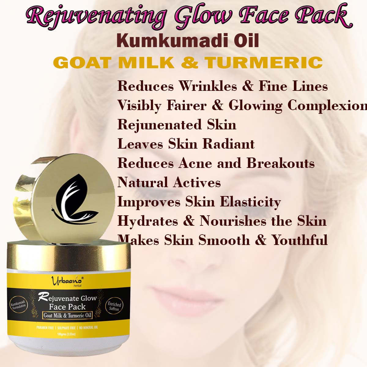 Kumkumadi De Tan Face Pack with Goat Milk for Radiant,Brightening & Glowing Skin