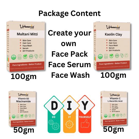 Niacinamide & Ascorbic Acid with Multani Mitti & Kaolin Clay making DIY Skincare Renewal Fusion Pack for Glowing Bright Skin