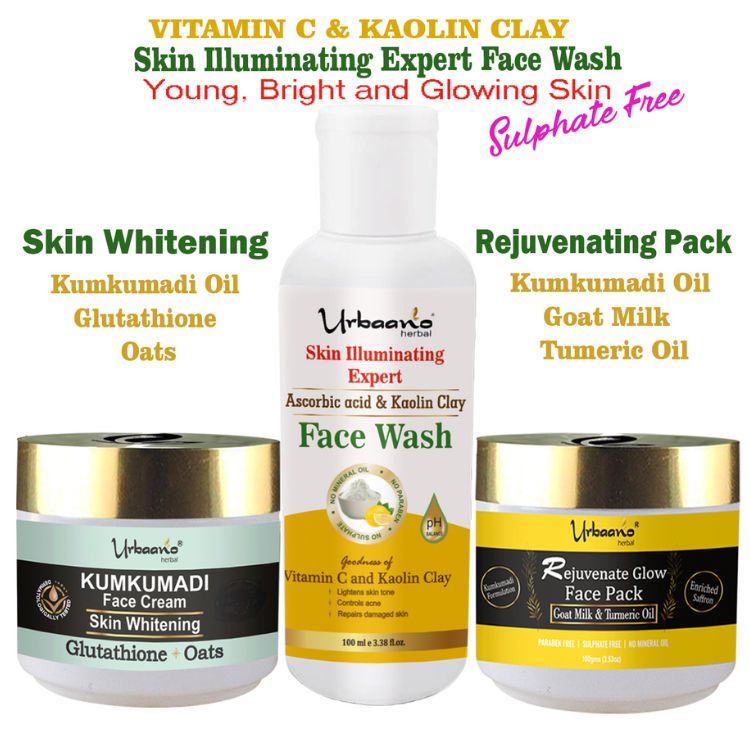 Kumkumadi Skin Lightening & Brightening Facial Kit with Vitamin C Face Wash