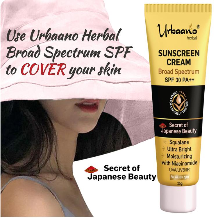 Urbaano Herbal Sunscreen Fairness Cream, Ecocert Squalane Broad Spectrum SPF 30PA++,  UVA & UVB Rays Protection